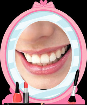 A smile reflected in a cartoon mirror