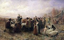 A painting of the first Thanksgiving